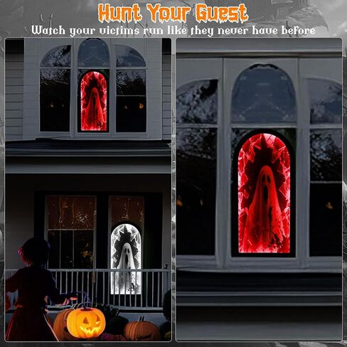 Halloween Decorations Indoor, RGB Color Changing Ghost Hologram Mirror, 2025 Halloween Decor with Remote Control 16 Colors & 4 Modes, Scary LED Mirror for Wall, Fireplace, Mantel, Bedroom Indoor Decor in Saudi Arabia