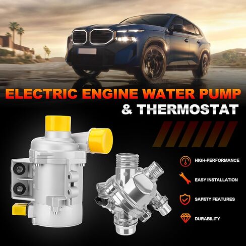 11517586925 مضخة مياه المحرك الكهربائي و11537536655 ترموستات متوافق مع BMW 125i 130i 323i 325xi 328i 330i 325i 523i 525i 530i 630i 730i X1 X3 X5 Z4 استبدال #11517563183 11517546994 11517586924 in Saudi Arabia