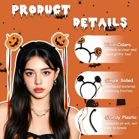 عصابة رأس للهالوين، عصابة رأس على شكل يقطين شبح شرابة، غطاء رأس لحفلات الهالوين مناسب للفتيات والنساء in Kuwait