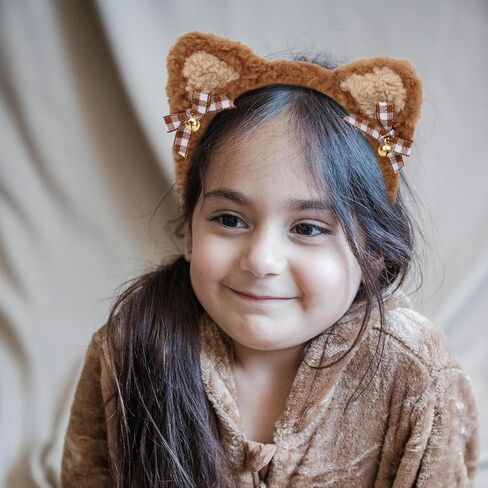 CURASA 2PCS Bear Ears Headband for Women & Girls - Brown Animal Ears Headband for Theme Party & Cosplay Gift in Kuwait