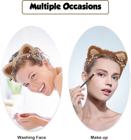 CURASA 2PCS Bear Ears Headband for Women & Girls - Brown Animal Ears Headband for Theme Party & Cosplay Gift in Kuwait