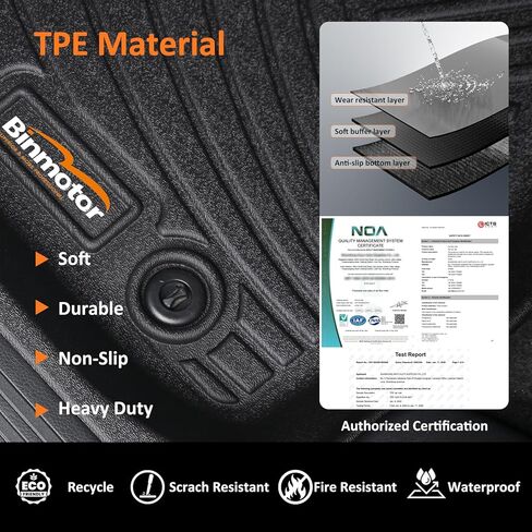 Binmotor-سجادات أرضية مخصصة لجميع الأحوال الجوية لسيارة Volkswagen atlas (مقاعد دلو 6 ركاب) 2018-2025، 3 صفوف مجموعة كاملة من سجادات السيارة مادة TPE، بطانات أرضية السيارة شديدة التحمل، ملحقات أطلس سوداء للسيارات in Kuwait