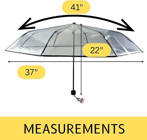 مظلة شفافة قابلة للطي من RAIN GUARD | حجم سفر صغير، يفتح يدويًا بإطار قوي | مظلة 41 بوصة، 9.5 بوصة مطوية | مظلة مطر شفافة للبالغين والمراهقين in Saudi Arabia