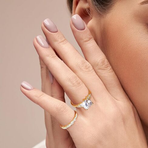 MDFUN 18K Gold Plated Two-in-One Heart/Round/Horse-eye Cubic Zirconia Engagement Promise Rings Eternity Wedding Band for Women in Saudi Arabia