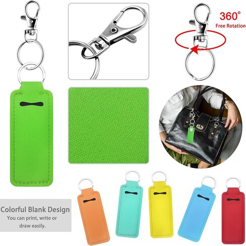 Duufin 20 Pieces Chapstick Keychain Holder Lip Balm Holder Lipstick Holder with 20 Pieces Metal Clip Cords for Purse Backpack in Saudi Arabia