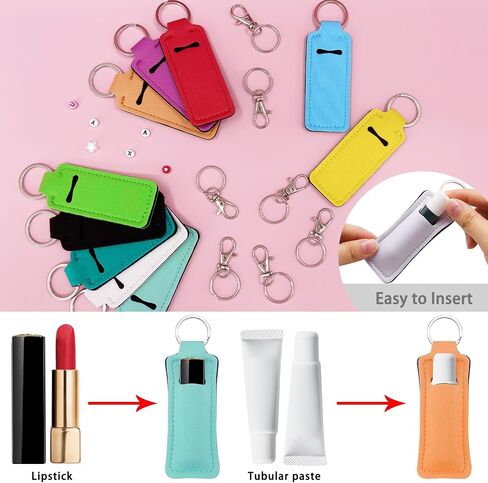Duufin 20 Pieces Chapstick Keychain Holder Lip Balm Holder Lipstick Holder with 20 Pieces Metal Clip Cords for Purse Backpack in Saudi Arabia