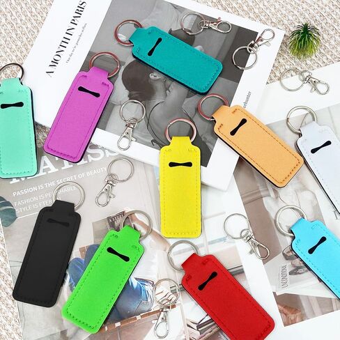 Duufin 20 Pieces Chapstick Keychain Holder Lip Balm Holder Lipstick Holder with 20 Pieces Metal Clip Cords for Purse Backpack in Saudi Arabia