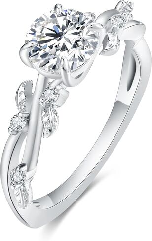 مويسانيتي خاتم خطوبة الزفاف للنساء 925 الفضة الاسترليني مطلي البلاتين آرت ديكو / خاتم وعد الزفاف خمر لها حجم 4-9 in Kuwait