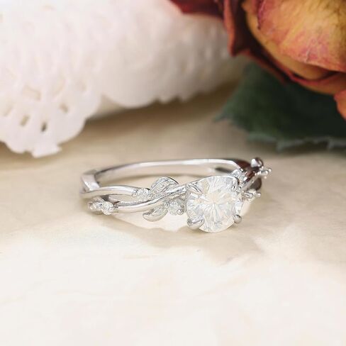 مويسانيتي خاتم خطوبة الزفاف للنساء 925 الفضة الاسترليني مطلي البلاتين آرت ديكو / خاتم وعد الزفاف خمر لها حجم 4-9 in Kuwait