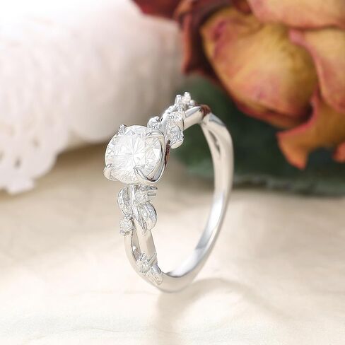 مويسانيتي خاتم خطوبة الزفاف للنساء 925 الفضة الاسترليني مطلي البلاتين آرت ديكو / خاتم وعد الزفاف خمر لها حجم 4-9 in Kuwait