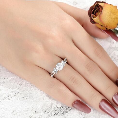 مويسانيتي خاتم خطوبة الزفاف للنساء 925 الفضة الاسترليني مطلي البلاتين آرت ديكو / خاتم وعد الزفاف خمر لها حجم 4-9 in Kuwait