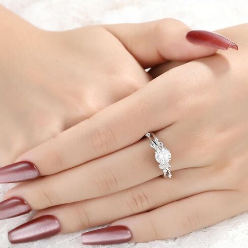 مويسانيتي خاتم خطوبة الزفاف للنساء 925 الفضة الاسترليني مطلي البلاتين آرت ديكو / خاتم وعد الزفاف خمر لها حجم 4-9 in Kuwait