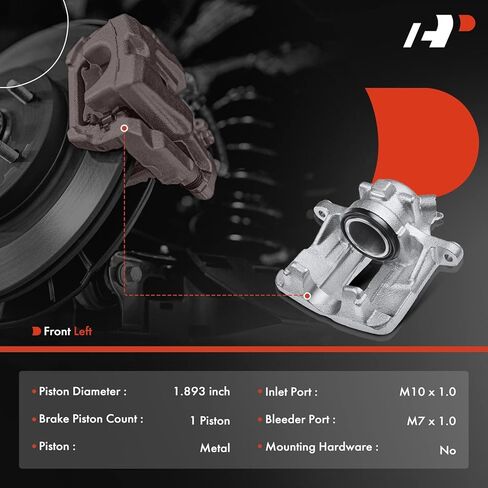 مجموعة فرجار قرص الفرامل الممتازة بدون دعامة متوافقة مع موديلات BMW - 318i 1991-1992، 325 1986-1988، 325e 1984-1987، 325es، 325i، 325is، 325ix، 318is - جانب السائق الأيسر الأمامي in Saudi Arabia