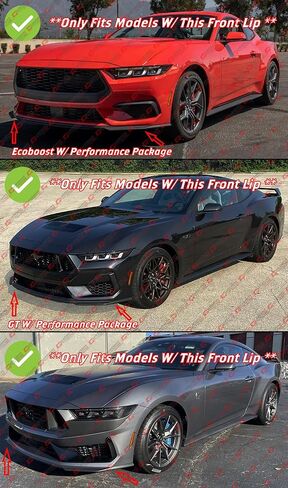 AMPP GT-V Style Matte Black Winglet Front Bumper Lip Splitter Compatible for 2024-2026 Ford Mustang S650 in Saudi Arabia