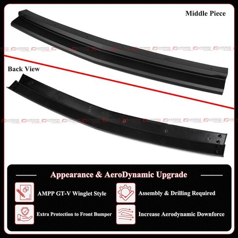 AMPP GT-V Style Matte Black Winglet Front Bumper Lip Splitter Compatible for 2024-2026 Ford Mustang S650 in Saudi Arabia