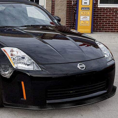 HYPERSPEED Real Carbon Fiber Front Bumper Spoiler Lip 3PCS CT-Style Fit for 2003 2004 2005 Nissan 350Z Z33, Car Mods Replacement Parts Assembly, Auto Exterior Accessories, Air Chin Body Kit Splitter in Saudi Arabia