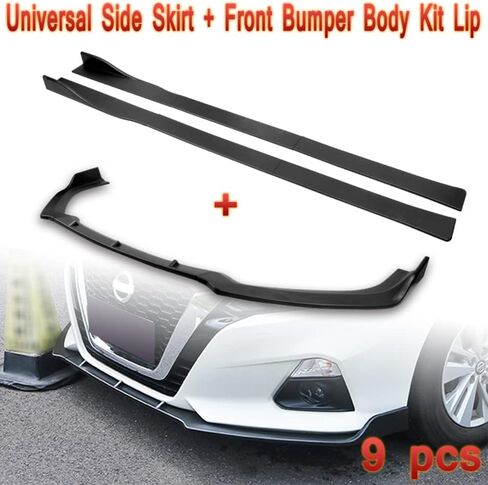 Q1-TECH, 9-Piece Front Bumper Lip & Side Skirt Extensions Diffuser Compatible with 2019 2020 2021 2022 Nissan Altima Sedan/4DR Only, Front Lip Spoiler Air Chin Body Splitter ABS (Painted Black) in Saudi Arabia