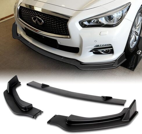 EPARTS 3 Pieces Front Bumper Lip Spoiler Side Body Kit Trim Protection Compatible with 2014-2017 Infiniti Q50, 2015 2016 (Matt Black) in Saudi Arabia