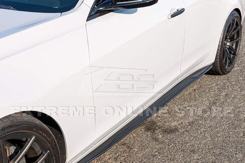 استبدال لموديلات كاديلاك CTS 2014-2019 | EOS Carbon Package Style المصد الأمامي الشفة السفلية الفاصل مع التنانير الجانبية ملحقات لوحة الروك (الألياف الزجاجية - أسود تمهيدي) in Saudi Arabia