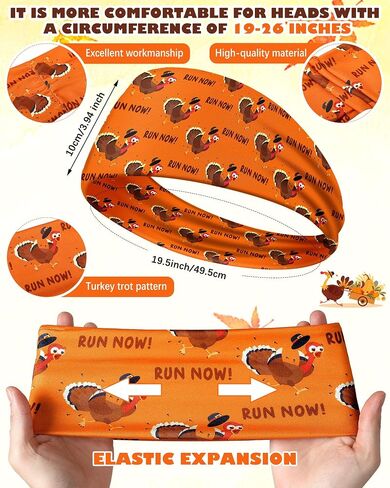 18 Pcs Turkey Trot Costume Set Thanksgiving Sports Headbands Fall Turkey Running Socks Holiday Running Breathable Socks Non Slip Headbands for Men Women Fitness Cycling in Saudi Arabia