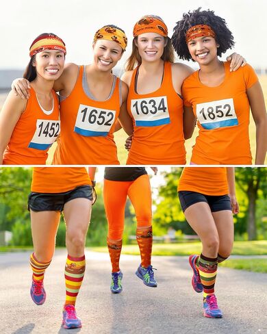 18 Pcs Turkey Trot Costume Set Thanksgiving Sports Headbands Fall Turkey Running Socks Holiday Running Breathable Socks Non Slip Headbands for Men Women Fitness Cycling in Saudi Arabia
