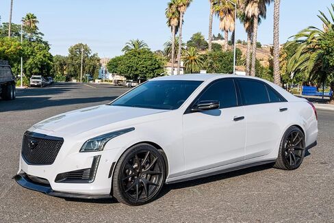 استبدال لموديلات كاديلاك CTS 2014-2019 | EOS Carbon Package Style المصد الأمامي الشفة السفلية الفاصل مع التنانير الجانبية ملحقات لوحة الروك (الألياف الزجاجية - أسود تمهيدي) in Saudi Arabia