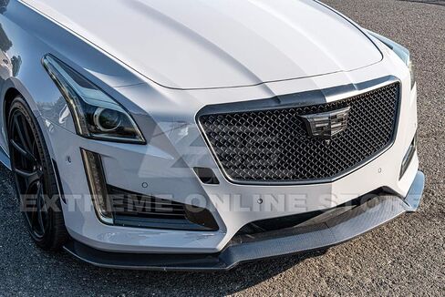 استبدال لموديلات كاديلاك CTS 2014-2019 | EOS Carbon Package Style المصد الأمامي الشفة السفلية الفاصل مع التنانير الجانبية ملحقات لوحة الروك (الألياف الزجاجية - أسود تمهيدي) in Saudi Arabia