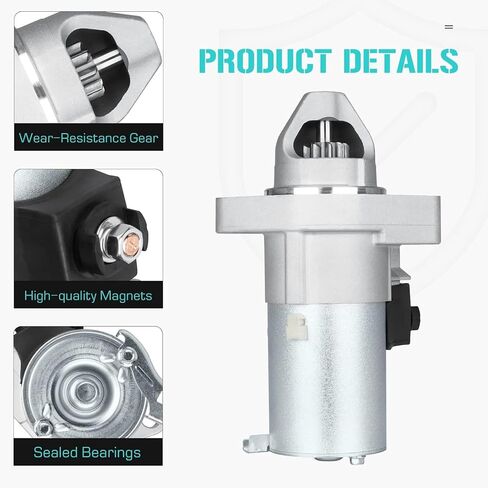17844N New Starter for Honda CR-V CRV 2.4 2.4L 2002 2003 2004 2005 2006, Replaces for 31200-PPA-505, 31200-PPA-A02 31200-PPA-A03 PPA3M, 91-26-2070 2-2837-MT, 410-54104R in Saudi Arabia