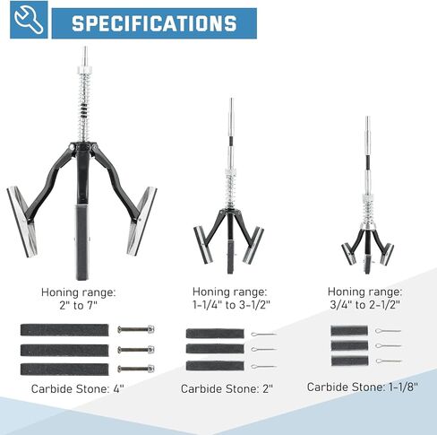 ATPEAM 2-Piece Engine Cylinder Hone Adjustable Deglazer Adjustable 1-1/4" to 3-1/2" and 3/4" to 2-1/2" Diameter with Extra 6-Piece 220 Grit Stones in Kuwait