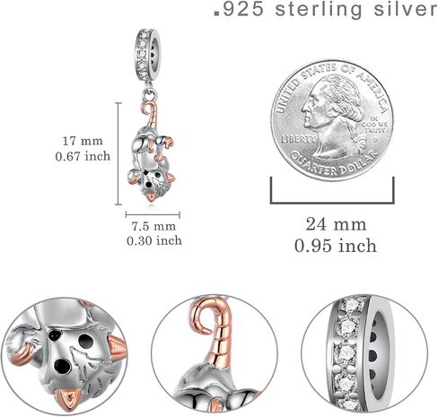 Possum Gifts 925 Sterling Silver Opossum Stuffed Animal Animal Charms Possum Stickers for Women Opossum Lover in Saudi Arabia