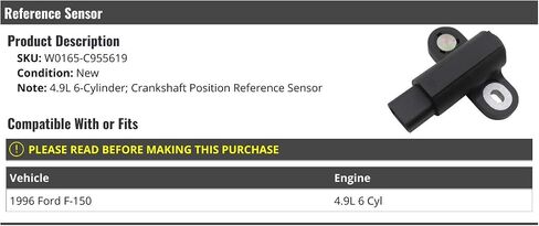 Crankshaft Position Reference Sensor - Compatible with 1996 Ford F-150 4.9L 6-Cylinder in Saudi Arabia