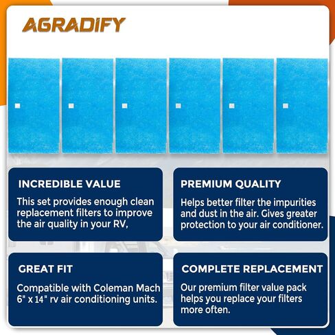 4 Pack RV AC Filter 6" X 14" MERV 8 Rated RV Air Filter Replacement Unit Compatible with Coleman Mach Air Conditioner in Saudi Arabia