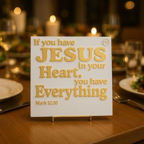 Plaque: IF YOU HAVE JESUS IN YOUR HEART, YOU HAVE EVERYTHING - MADE IN USA in Saudi Arabia