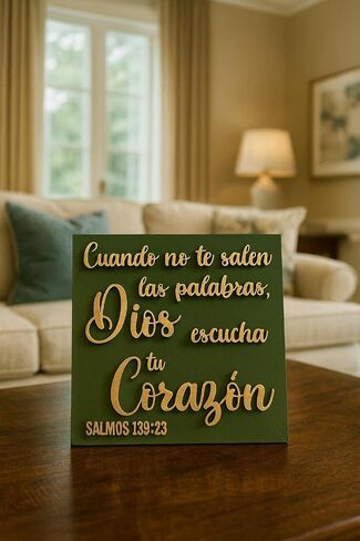 Plaque: CUANDO NO TE SALEN LAS PALABRAS DIOS ESCUCHA TU CORAZON - Made in USA in Saudi Arabia