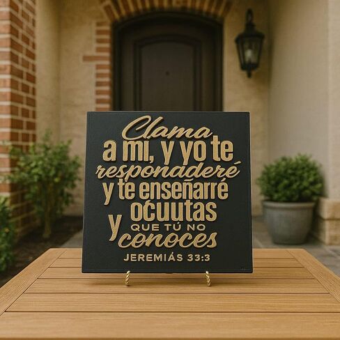 Plaque: CLAMA A MI Y YO TE RESPONDERE Y TE ENSENARE COSAS GRANDES Y OCULTAS QUE TU NO CONOCES - Made in USA in Saudi Arabia