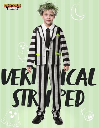Spooktacular Creations Halloween Costume for Boys, Horror Black and White Vertical Striped Spooky-cool Costume for Kids in Saudi Arabia