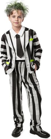 Spooktacular Creations Halloween Costume for Boys, Horror Black and White Vertical Striped Spooky-cool Costume for Kids in Saudi Arabia