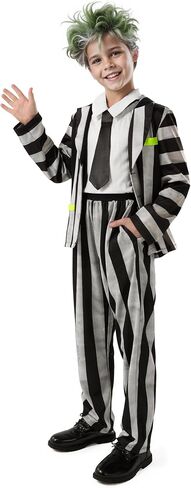 Spooktacular Creations Halloween Costume for Boys, Horror Black and White Vertical Striped Spooky-cool Costume for Kids in Saudi Arabia