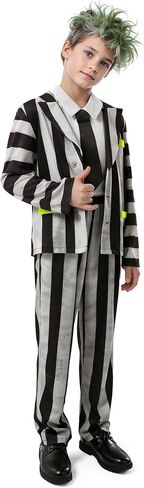 Spooktacular Creations Halloween Costume for Boys, Horror Black and White Vertical Striped Spooky-cool Costume for Kids in Saudi Arabia