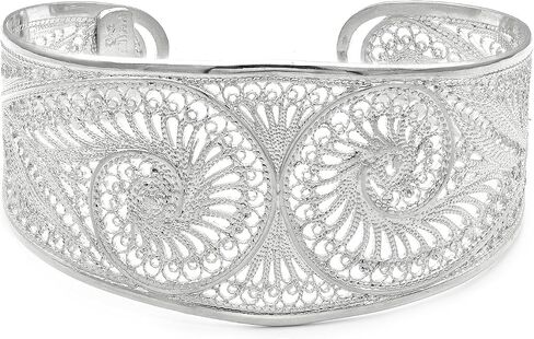 Artisan Crafted Filigree Cuff Silver Bracelet- Adjustable in Saudi Arabia