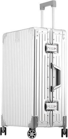 Luggage, Full Aluminum Body Suitcase, 24 Inch 100% Aluminum Hard Shell Luggage, Aluminium Large Suitcase With TSA Locks(Silver, Classic) in Saudi Arabia