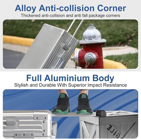 Luggage, Full Aluminum Body Suitcase, 24 Inch 100% Aluminum Hard Shell Luggage, Aluminium Large Suitcase With TSA Locks(Silver, Classic) in Saudi Arabia