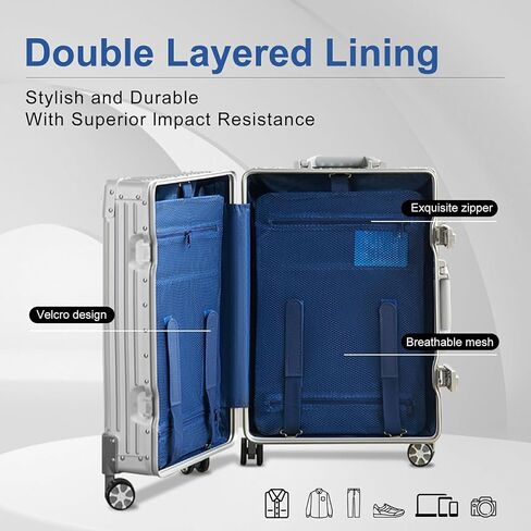 Luggage, Full Aluminum Body Suitcase, 24 Inch 100% Aluminum Hard Shell Luggage, Aluminium Large Suitcase With TSA Locks(Silver, Classic) in Saudi Arabia