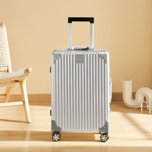 Luggage, Full Aluminum Body Suitcase, 24 Inch 100% Aluminum Hard Shell Luggage, Aluminium Large Suitcase With TSA Locks(Silver, Classic) in Saudi Arabia