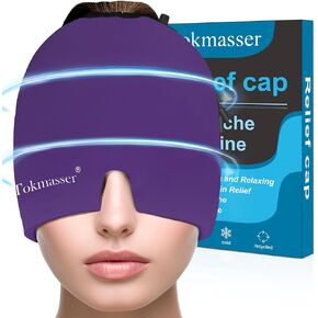 Migraine Headache Relief Cap, Gel Ice Head Wrap, Hot and Cold Therapy, Headache Eyes Mask for Sinus, Puffy Eyes, Tension and Stress Relief (Black)