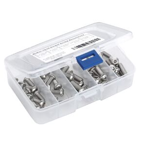 10-24 x 3/8", 1/2", 5/8", 3/4" and 1" Button Head Socket Cap Screws Screw Assortment, Stainless Steel 18-8 (304), Bright Finish, Allen Hex Drive, 100 PCS