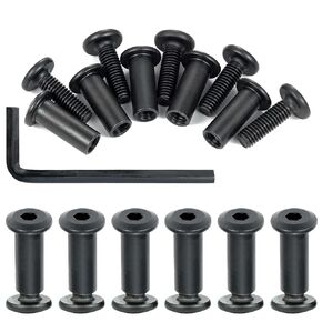 50 Sets Black M6x25mm Nut Bolt Binding Screw Furniture Screw Wood Insert Bolt Hex Drive Rivet Socket Cap Connecting Fastener Connector Barrel Nut Kit