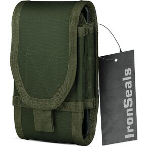 IronSeals Double Capacity Phone Holster, Tactical Molle Pouch Compact Belt Waist Bag for iPhone 15 Pro Max/15 Pro/14 Plus/14 Pro Max/14 Pro/14/13 Pro Max/12 Pro Max/11 Pro Max/XS Max, Size Large