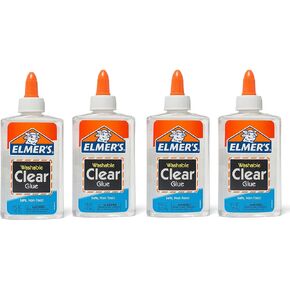 Elmer's Liquid School Glue, Clear, Washable, 5 Ounces, 4 Count - Great for Making Slime
