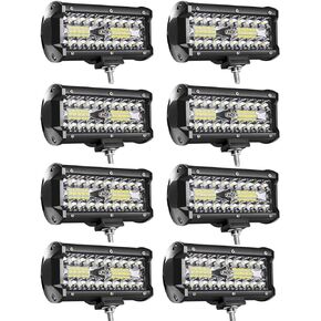 LED Pods, 7 Inch 120W LED Light Bar, 24000LM Spot Flood Combo Off Road Light Triple Row LED Work Light Driving Fog Lamps for Pickup Truck Jeep ATV UTV SUV Boat Light